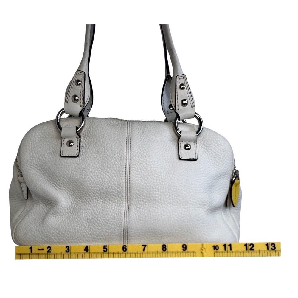 Coach Leather Satchel Handbag Cream Pebble Grain Silver Hardware Top Zip Vintage - Picture 5 of 16